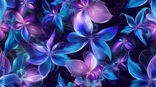 Vibrant Floral Seamless Pattern Featuring Colorful Flowers and Leaves, Abstract Design with Modern Aesthetic, Ideal for Textile or Wallpaper