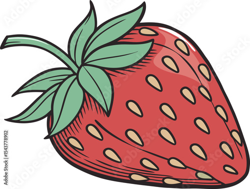 Vibrant Red Strawberry Illustration A Delicious Summer Fruit Drawing