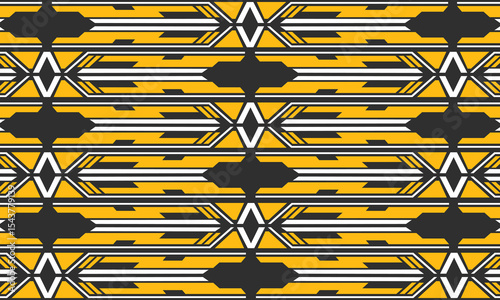 Retro colors tribal vector seamless ndebele pattern. aztec abstract geometric art print. ethnic navajo vector background. Wallpaper, cloth design, fabric, paper, cover, textile template