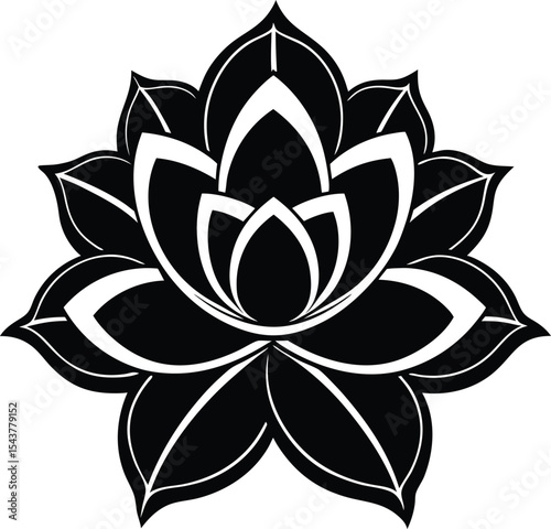 black and white lotus flower