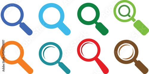 Colorful magnifying glass icons search tool collection. eps-10
