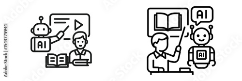 Educational interaction between a teacher and AI robot during a learning session in a classroom setting