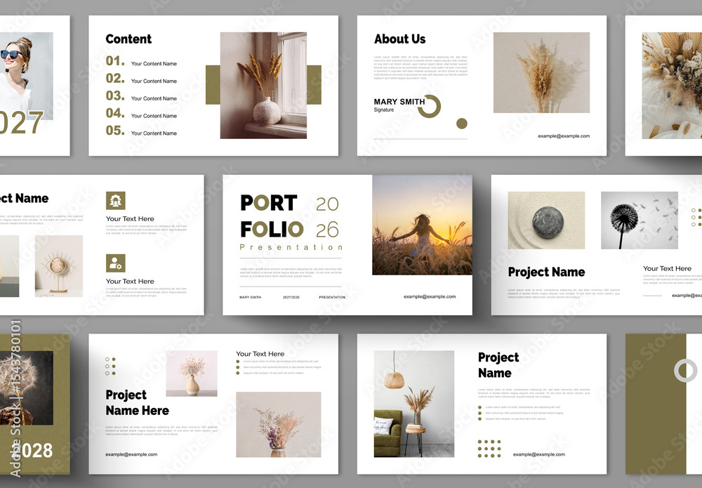 Minimalist Portfolio Presentation Template with Elegant Layout Stock ...
