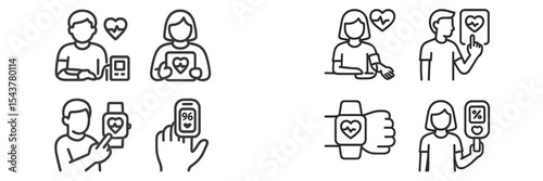 People monitoring health using devices in a modern setting during the daytime