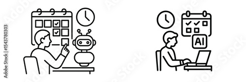 People using technology and artificial intelligence to manage tasks and schedules efficiently for productivity