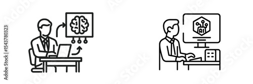 Professional working on artificial intelligence project at modern office setting in afternoon hours with advanced technology tools