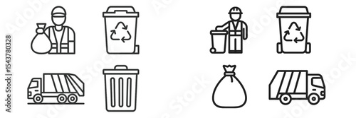 Workers collect and dispose of waste in an organized recycling program at a city location during daytime