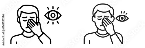 Expressions of frustration and stress in a simple line art style with eye motifs