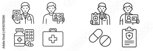 Medical professionals showcasing health documents at a clinic, emphasizing patient care and medication management during an appointment