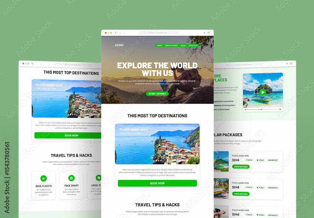 Travel Email Newsletter Template with Clean Layout Design Stock ...