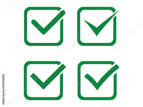 Set check mark and cross. check mark icon button set. Vector illustration.  check box icon with right and wrong buttons and yes or no checkmark icons in green tick box and red cross.
