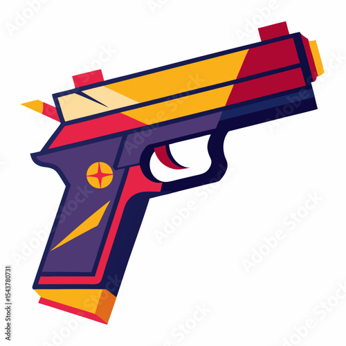 hand drawn vector illustration of a gun