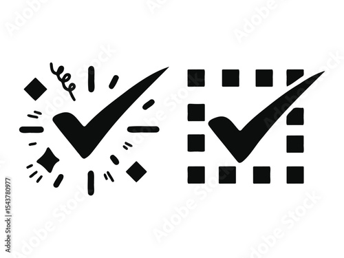 Set check mark and cross. check mark icon button set. Vector illustration.  check box icon with right and wrong buttons and yes or no checkmark icons in green tick box and red cross.
