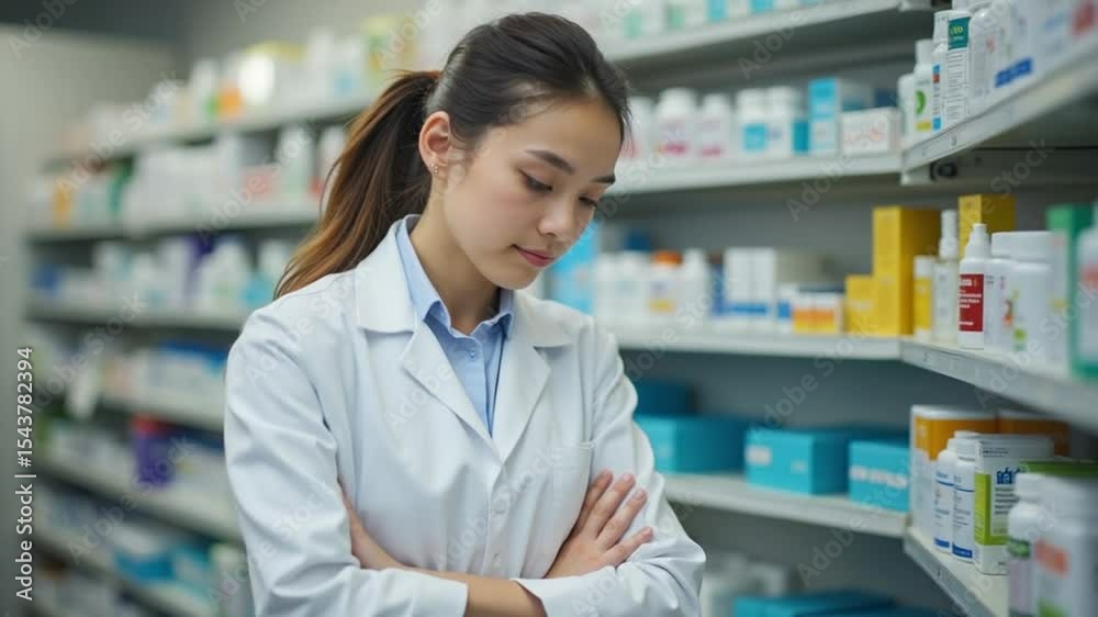 Woman Professional Worker Standing with Arms Crossed in Store Woman Professional Worker Standing with Arms Crossed in Store