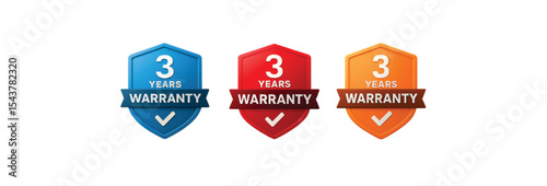 3-Year Warranty Badge Icons – Reliable Guarantee Labels for Products and Services