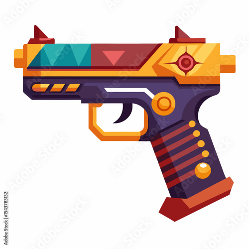 hand drawn vector illustration of a gun