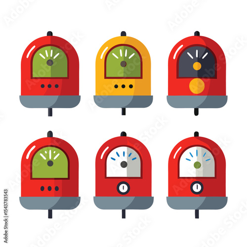 Six burglar alarm set isolated on white background
