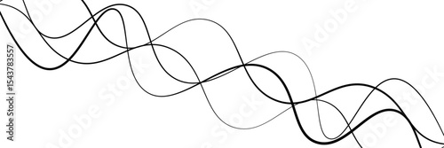 Minimal abstract background with thin black wave lines flowing smoothly across a white backdrop, elegant curves, high contrast, clean and modern design, vector style, no texture, no gradient.