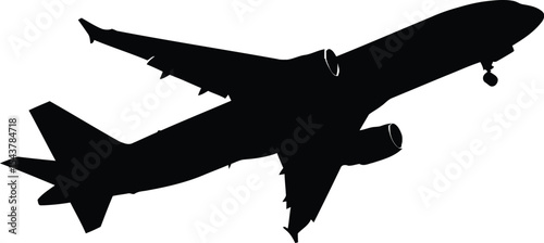 Commercial Jet Plane Outline in Black and White