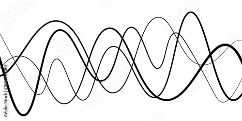 Minimal abstract background with thin black wave lines flowing smoothly across a white backdrop, elegant curves, high contrast, clean and modern design, vector style, no texture, no gradient.