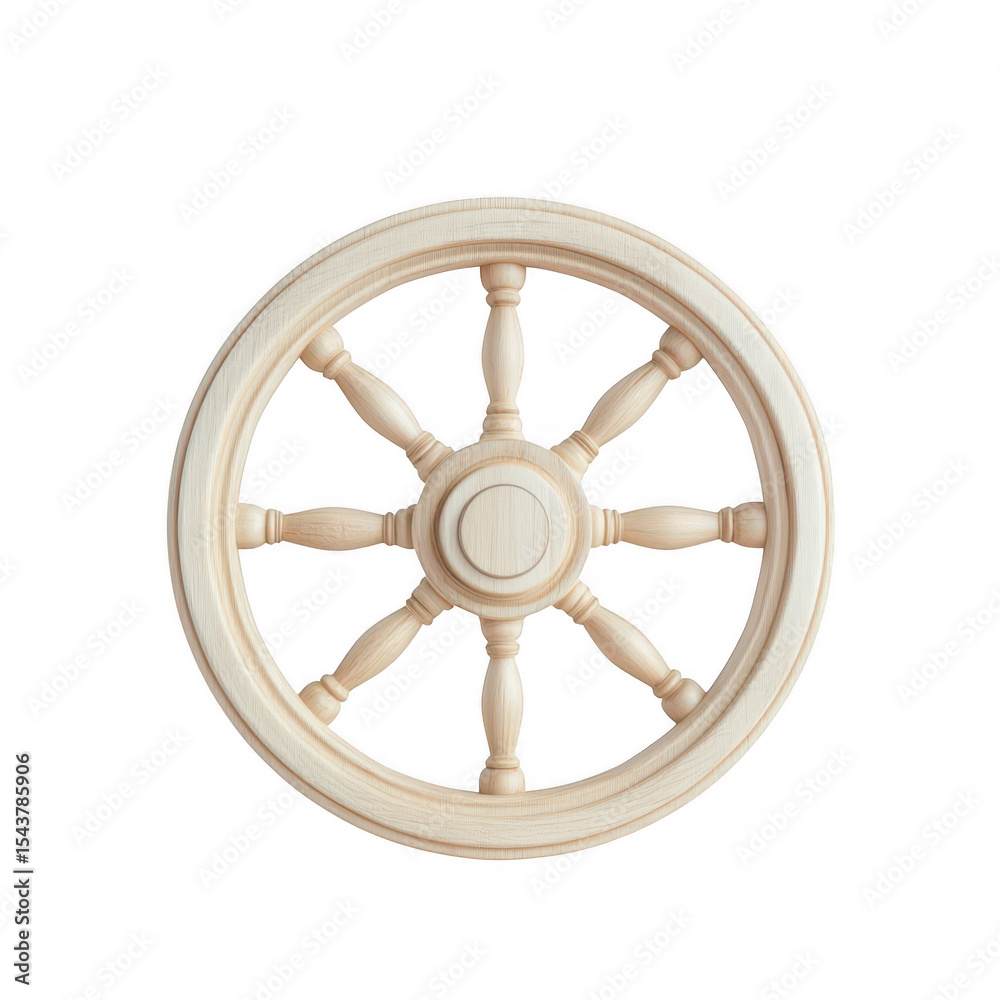 Obraz premium Wooden wheel decorative ornament isolated on transparent background