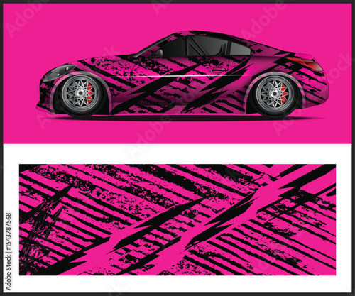 Orange Black and White Muscle Car Wrap Design