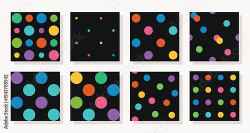 Set of Trendy minimal vector seamless polka dots.. Vibrant colourful dots on light ground pattern ideas for background, templates, banner, business, textile, home decor, laminates, gift wrapping.