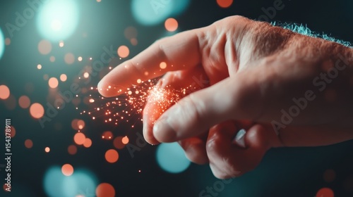 A close-up of a hand poised to ignite sparks, showcasing an artistic gesture that symbolizes creativity and the power of inspiration, ideal for artistic and motivational themes.