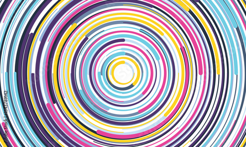 White abstract background with colorful circle lines vortex. technology hi-tech futuristic template. Vector illustration.