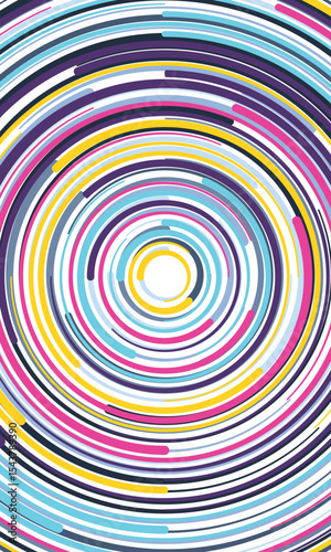 White abstract background with colorful circle lines vortex. technology hi-tech futuristic template. Vector illustration.