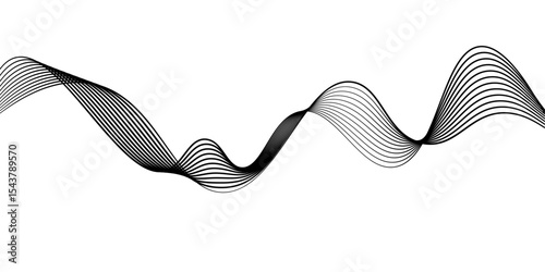 Minimal abstract background with thin black wave lines flowing smoothly across a white backdrop, elegant curves, high contrast, clean and modern design, vector style, no texture, no gradient.