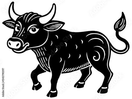 The Ox – Cute Hand-Drawn Running Bull Animation with Outline Style

