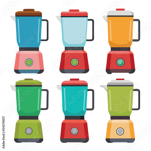 Six coffee grinder set isolated on white background