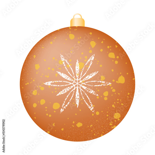 Christmas and New Year tree decoration in the form of a orange ball. Vector illustration