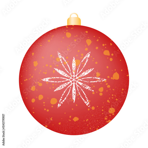 Christmas and New Year tree decoration in the form of a red ball. Vector illustration