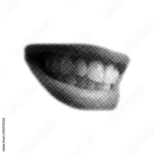 Female beautiful lips,mouth with halftone texture,trendy collage element