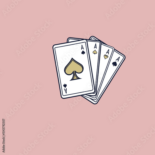 Four Aces Playing Cards Illustration Against a Soft Pink Background