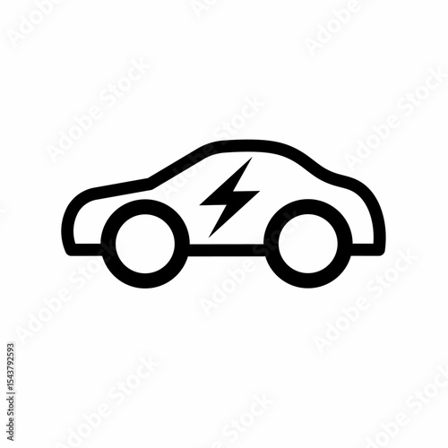electric eco car with wire plug outline vector icon isolated on white background. electric auto car flat icon for web, mobile and user interface design. recharge car electric energy.