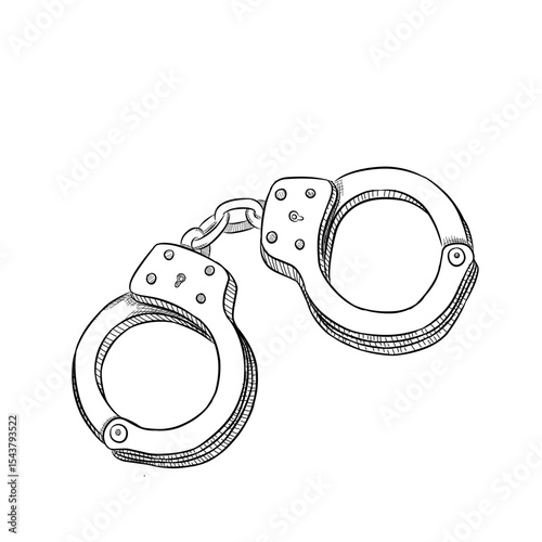handcuffs vector line art hand drawn illustration 