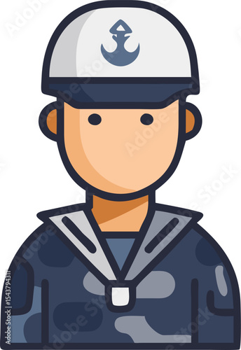 navy soldier vector icon on white or transparent background