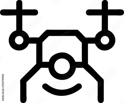 Drone vector silhouette icon on white or transparent background	
