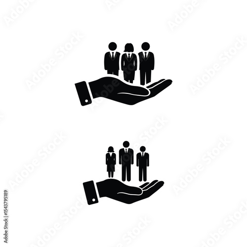 business people icon set and Holding Hand Color Diamond Vector Icon