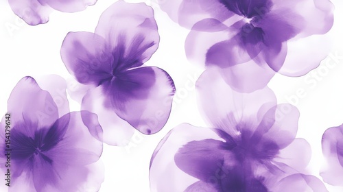 Vibrant Purple Floral Seamless Pattern Featuring Lush Transparent Petals, Evoking Serenity And Femininity In A Modern Botanical Design Context
