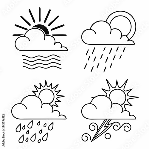 Weather Line Editable icon set. Editable stroke. Vector illustration