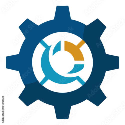 Abstract gear with integrated pie chart design