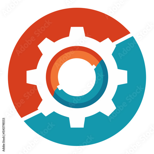 Abstract gear icon with circular data visualization