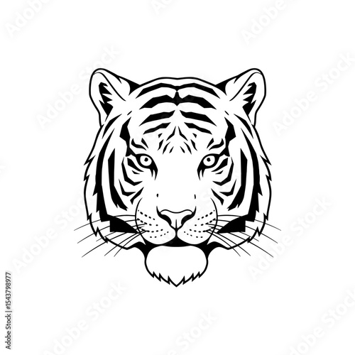 Black and white vector of tiger head isolated