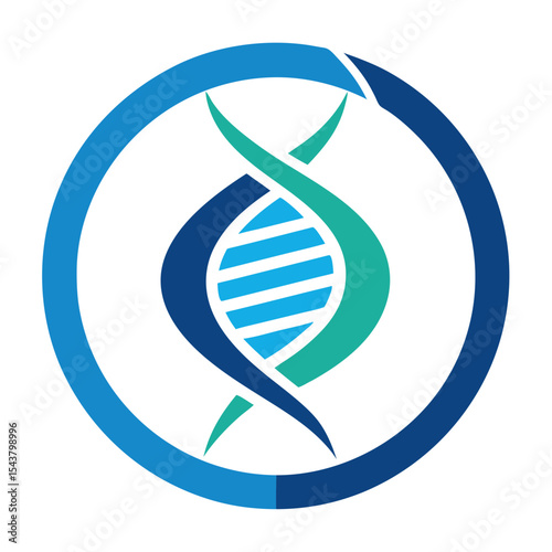 Abstract dna helix in circle logo design