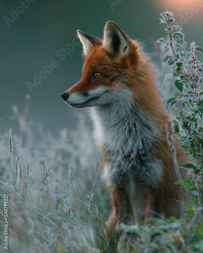 Red Fox in Frosty Meadow Wildlife Photography Nature Scene Animal Portrait