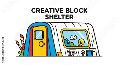 Creative Block Shelter Concept Vector Illustration